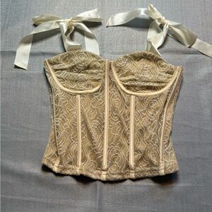 West of melrose Elegant beige and creamLace Bustier Top size small